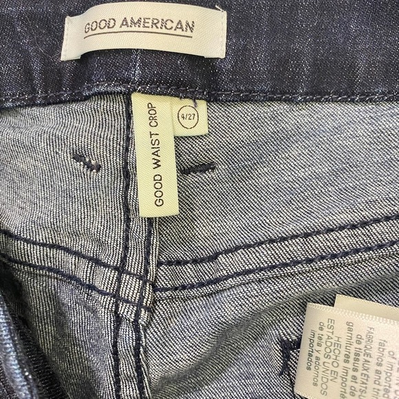 Good American Good Waist Crop Skinny Jeans High-Rise Dark Wash Size 4/27 - Picture 2 of 7